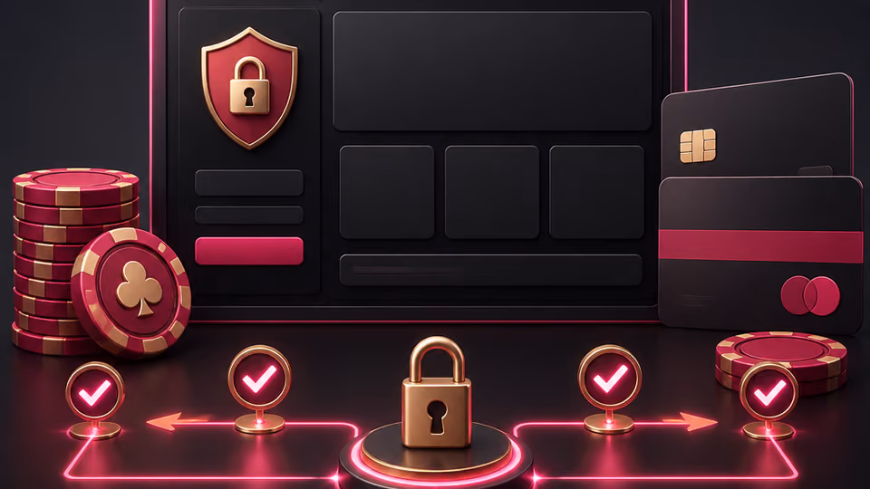 Withdrawal options artwork with secure cashier, bank card shapes and payout path